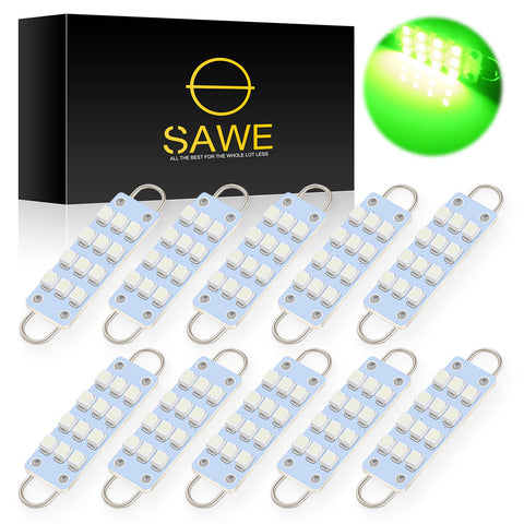 SAWE ®  561 563 567 211-2 212-2 LED Bulb Festoon 44mm 12smd Rigid Loop Interior Door Trunk LED Lights - Green SAWE Lighting