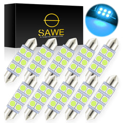 SAWE ® 578 211-2 212-2 41mm 42mm LED Light Bulb 5050 6SMD Interior Dome Map Door Courtesy Trunk Lights - Ice Blue