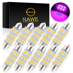 SAWE ® 578 211-2 212-2 41mm 42mm LED Light Bulb 5050 6SMD Interior Dome Map Door Courtesy Trunk Lights - Pink