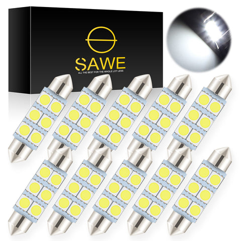 SAWE ® 578 211-2 212-2 41mm 42mm LED Light Bulb 5050 6SMD Interior Dome Map Door Courtesy Trunk Lights - White SAWE Lighting