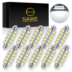 SAWE ® 578 211-2 212-2 44mm LED Bulb 5050 10SMD Interior Dome Map Door Courtesy Light Trunk Lights - White