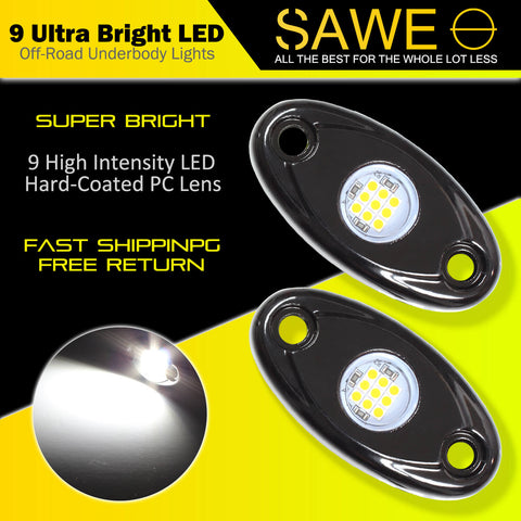 LED Rock Light Pods Lights for Offroad Car Truck ATV Underbody Wheel Grille and Surface Mount - White SAWE Lighting