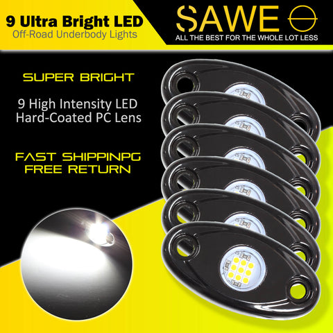 LED Rock Light Pods Lights for Offroad Car Truck ATV Underbody Wheel Grille and Surface Mount - White SAWE Lighting