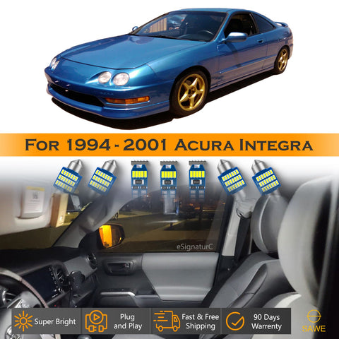 For Acura Integra Interior LED Lights - Dome & Map Light Bulbs Package Kit for 1994 - 2001 - White SAWE Lighting