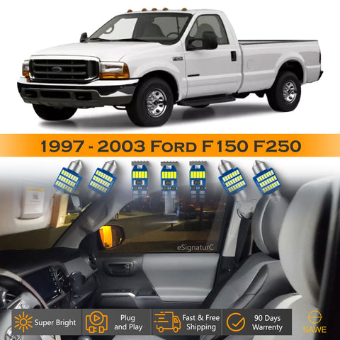 For Ford F150 F250 F350 Interior LED Lights - Dome & Map Light Bulbs Package Kit for 1997 - 2003 - White SAWE Lighting