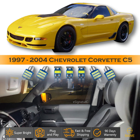For Chevrolet Corvette C5 Interior LED Lights - Dome & Map Lights Package Kit for 1997 - 2004 - White SAWE Lighting