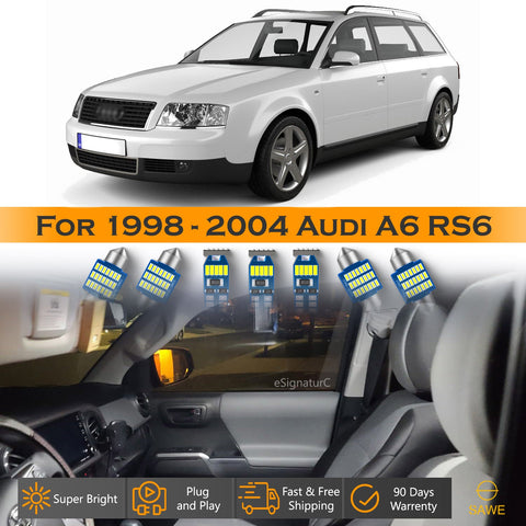 For Audi A6 RS6 Interior LED Lights - Dome & Map Light Bulb Package Kit for 1998 - 2004 - White SAWE Lighting