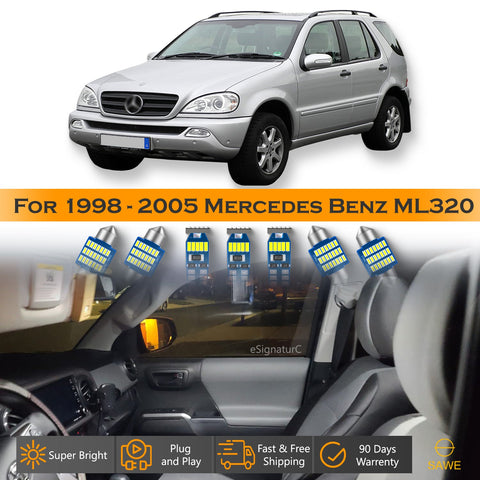 For Mercedes Benz ML320 ML350 Interior LED Lights - Dome & Map Light Bulb Package Kit for 1998 - 2005 - White SAWE Lighting