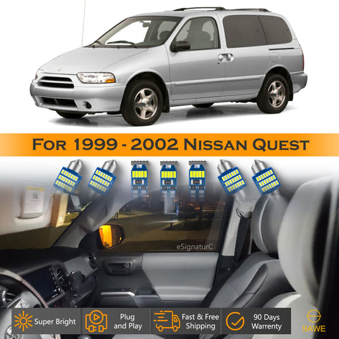 For Nissan Quest Interior LED Lights - Dome & Map Light Bulbs Package Kit for 1999 - 2002 - White SAWE Lighting