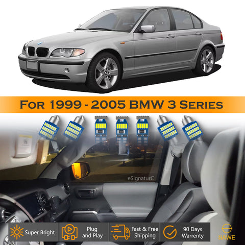 For BMW 325 330 M3 E46 3 Series Interior LED Lights - Dome & Map Light Bulb Package Kit for 1999 - 2005 - White SAWE Lighting