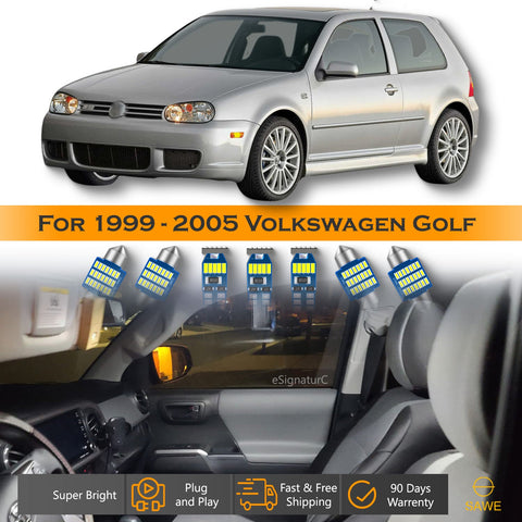 For Volkswagen Golf GTi Interior LED Lights - Dome & Map Light Bulbs Package Kit for 1999 - 2005 - White SAWE Lighting