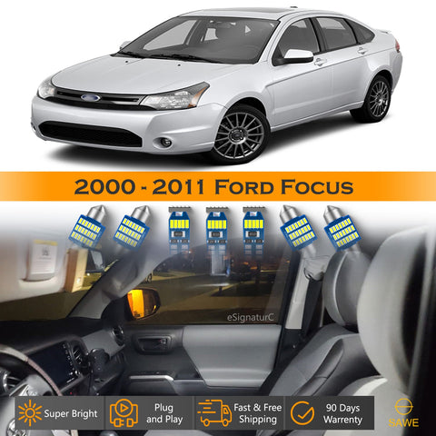 For Ford Focus Interior LED Lights - Dome & Map Light Bulbs Package Kit for 2000 - 2011 - White SAWE Lighting