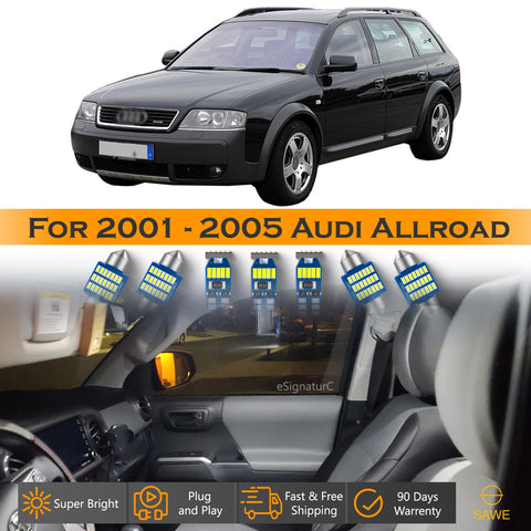 For Audi Allroad Interior LED Lights - Dome & Map Light Bulb Package Kit for 2001 - 2005 - White SAWE Lighting