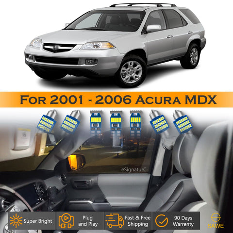 For Acura MDX Interior LED Lights - Dome & Map Light Bulbs Package Kit for 2001 - 2006 - White SAWE Lighting