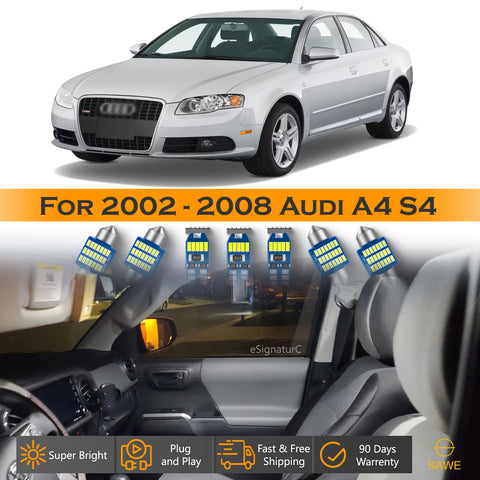 For Audi A4 S4 Interior LED Lights - Dome & Map Light Bulbs Package Kit for 2002 - 2008 - White SAWE Lighting