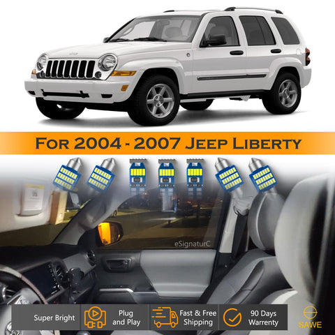 For Jeep Liberty Interior LED Lights - Dome & Map Light Bulbs Package Kit for 2004 - 2007 - White SAWE Lighting