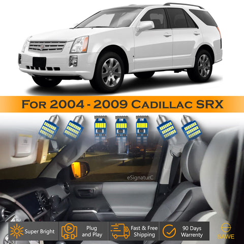 For Cadillac SRX Interior LED Lights - Dome & Map Light Bulbs Package Kit for 2004 - 2009 - White SAWE Lighting