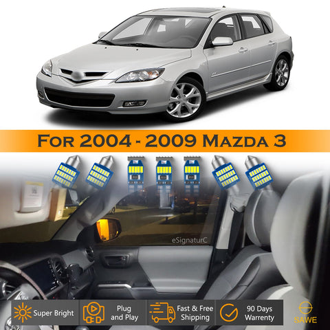 For Mazda 3 Interior LED Lights - Dome & Map Light Bulbs Package Kit for 2004 - 2009 - White SAWE Lighting