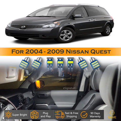 For Nissan Quest Interior LED Lights - Dome & Map Light Bulbs Package Kit for 2004 - 2009 - White SAWE Lighting