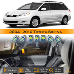 For Toyota Sienna Interior LED Lights - Dome & Map Lights Package Kit for 2004 - 2010 - White