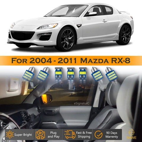 For Mazda RX8 RX-8 Interior LED Lights - Dome & Map Light Bulbs Package Kit for 2004 - 2011 - White SAWE Lighting