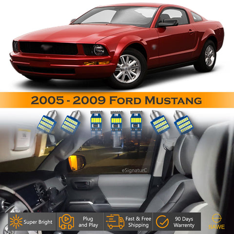 For Ford Mustang Interior LED Lights - Dome & Map Light Bulbs Package Kit for 2005 - 2009 - White SAWE Lighting
