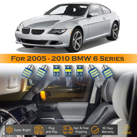 For BMW 645 650 M6 6 Series Interior LED Lights - Dome & Map Light Bulb Package Kit for 2005 - 2010 - White SAWE Lighting