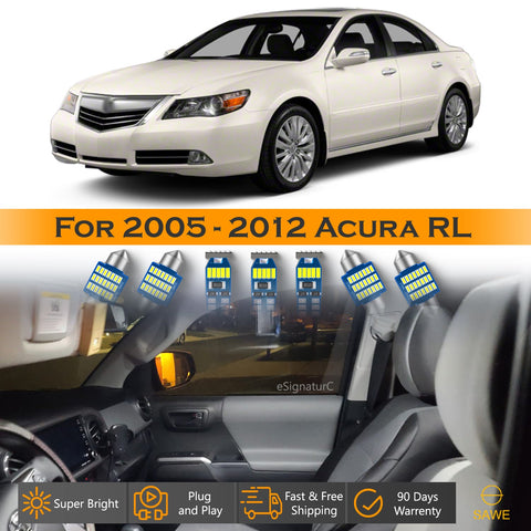 For Acura RL Interior LED Lights - Dome & Map Light Bulbs Package Kit for 2005 - 2012 - White SAWE Lighting