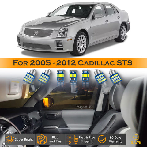 For Cadillac STS Interior LED Lights - Dome & Map Light Bulbs Package Kit for 2005 - 2012 - White SAWE Lighting