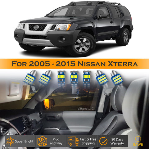 For Nissan Xterra Interior LED Lights - Dome & Map Light Bulbs Package Kit for 2005 - 2015 - White SAWE Lighting