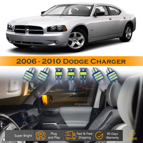 For Dodge Charger Interior LED Lights - Dome & Map Lights Package Kit for 2006 - 2010 - White SAWE Lighting