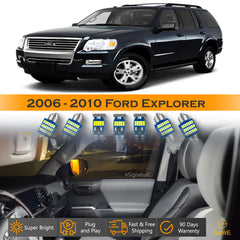 For Ford Explorer Interior LED Lights - Dome & Map Light Bulbs Package Kit for 2006 - 2010 - White