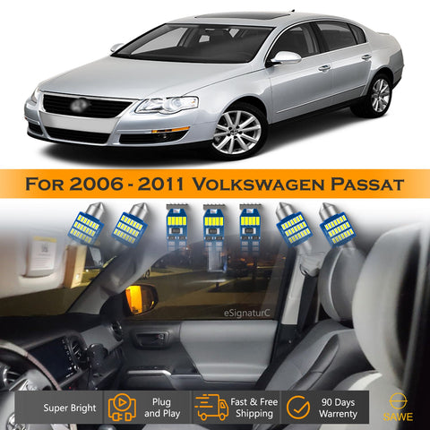 For Volkswagen Passat Interior LED Lights - Dome & Map Light Bulbs Package Kit for 2006 - 2011 - White SAWE Lighting