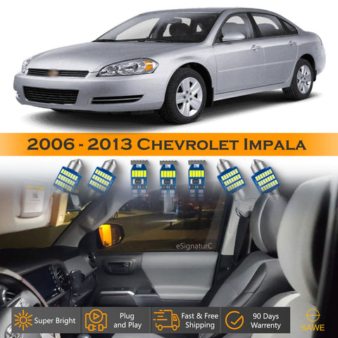 For Chevrolet Impala Interior LED Lights - Dome & Map Lights Package Kit for 2006 - 2013 - White SAWE Lighting