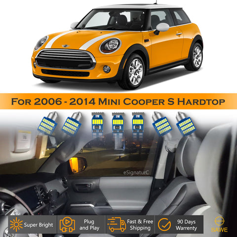 For Mini Cooper S Hardtop Interior LED Lights - Dome & Map Light Bulb Package Kit for 2006 - 2014 - White SAWE Lighting