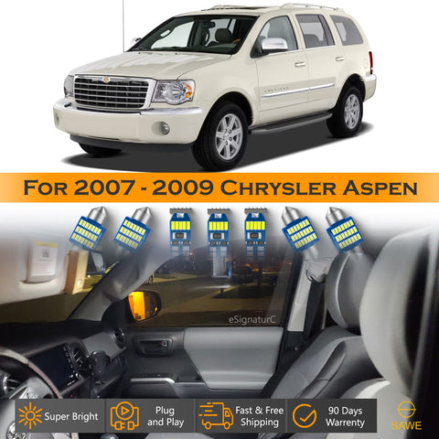 For Chrysler Aspen Interior LED Lights - Dome & Map Light Bulbs Package Kit for 2007 - 2009 - White SAWE Lighting