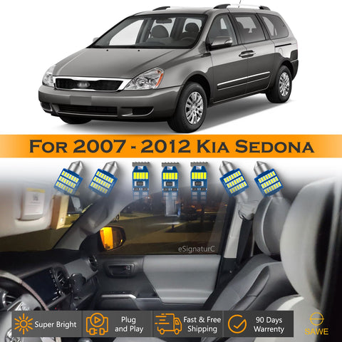 For Kia Sedona Interior LED Lights - Dome & Map Light Bulbs Package Kit for 2007 - 2012 - White SAWE Lighting