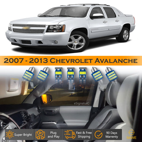 For Chevrolet Avalanche Interior LED Lights - Dome & Map Lights Package Kit for 2007 - 2013 - White SAWE Lighting