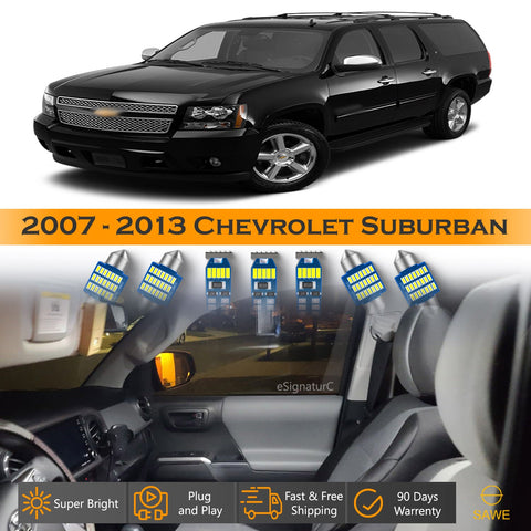 For Chevrolet Suburban Interior LED Lights - Dome & Map Lights Package Kit for 2007 - 2014 - White SAWE Lighting