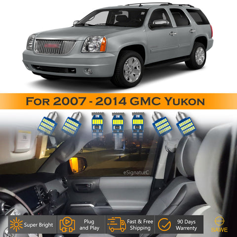 For GMC Yukon Interior LED Lights - Dome & Map Light Bulbs Package Kit for 2007 - 2014 - White SAWE Lighting