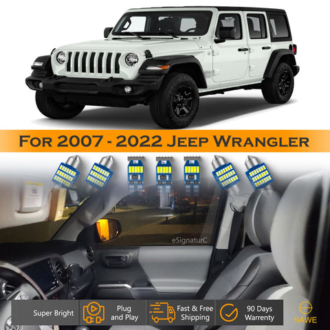 For Jeep Wrangler Interior LED Lights - Dome & Map Light Bulbs Package Kit for 2007 - 2022 - White SAWE Lighting