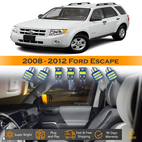For Ford Escape Interior LED Lights - Dome & Map Light Bulbs Package Kit for 2008 - 2012 - White SAWE Lighting