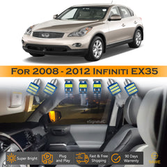 For Infiniti EX35 Interior LED Lights - Dome & Map Light Bulbs Package Kit for 2008 - 2012 - White