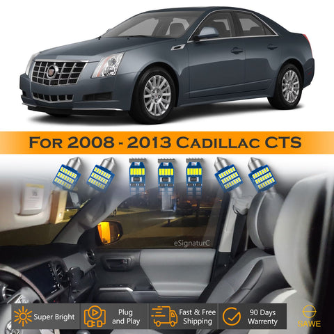 For Cadillac CTS Interior LED Lights - Dome & Map Light Bulbs Package Kit for 2008 - 2013 - White SAWE Lighting