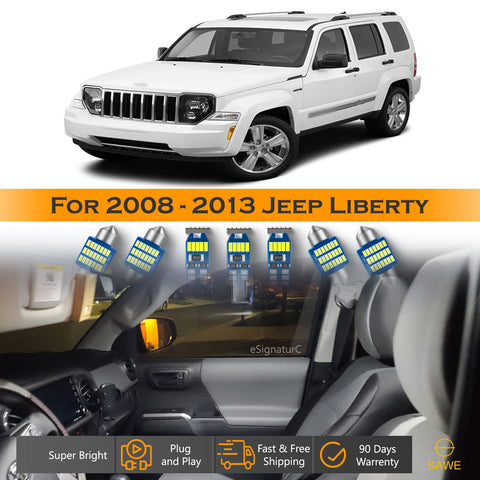 For Jeep Liberty Interior LED Lights - Dome & Map Light Bulbs Package Kit for 2008 - 2013 - White SAWE Lighting