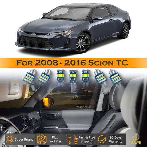 For Scion TC Interior LED Lights - Dome & Map Light Bulbs Package Kit for 2008 - 2016 - White SAWE Lighting