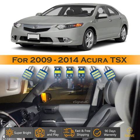 For Acura TSX Interior LED Lights - Dome & Map Light Bulbs Package Kit for 2009 - 2014 - White SAWE Lighting