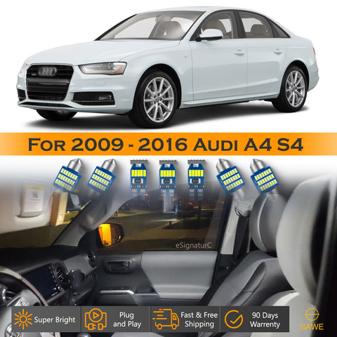 For Audi A4 S4 Interior LED Lights - Dome & Map Light Bulbs Package Kit for 2009 - 2016 - White SAWE Lighting