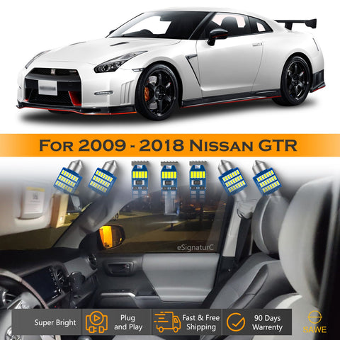 For Nissan GTR Interior LED Lights - Dome & Map Light Bulbs Package Kit for 2009 - 2018 - White SAWE Lighting