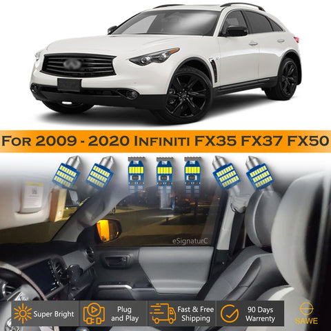 For Infiniti FX35 FX37 FX50 QX70 Interior LED Lights - Dome & Map Light Bulbs Package Kit for 2009 - 2020 - White SAWE Lighting